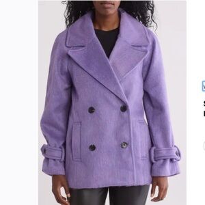 Avec Les Filles Raglan Sleeve Double Breasted Peacoat in Arctic Berry Size S NEW